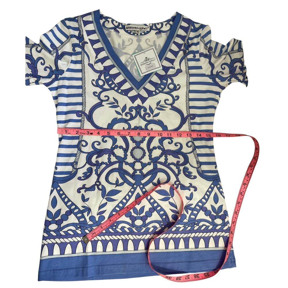 Barbara Gerwit Supra Cotton Stretch Tunic Top Size M Travel Resort Coastal NWT - Picture 4 of 7